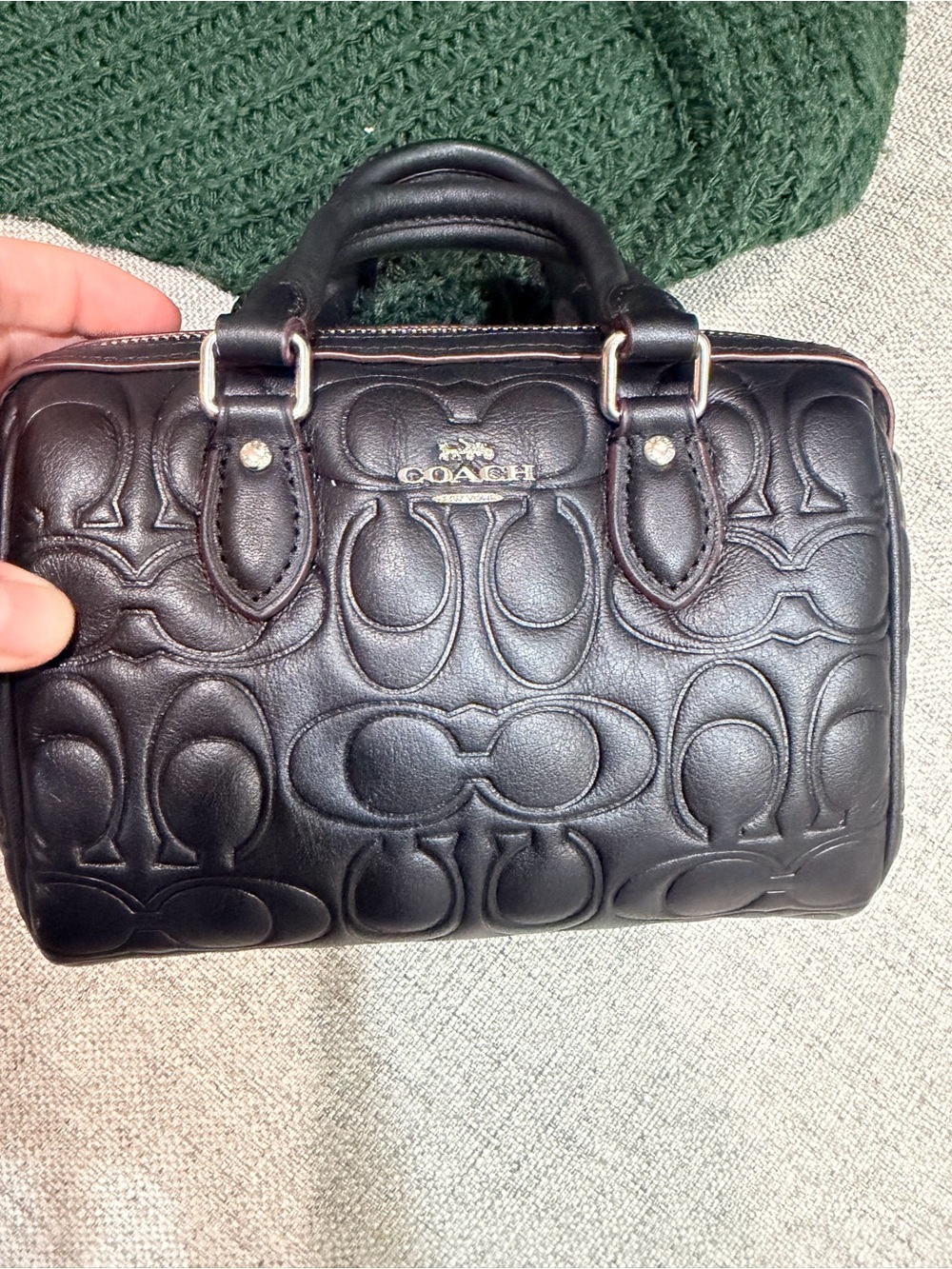 Coach Black Embossed Leather Mini Rowan *MISSING SHOULDER STRAP*